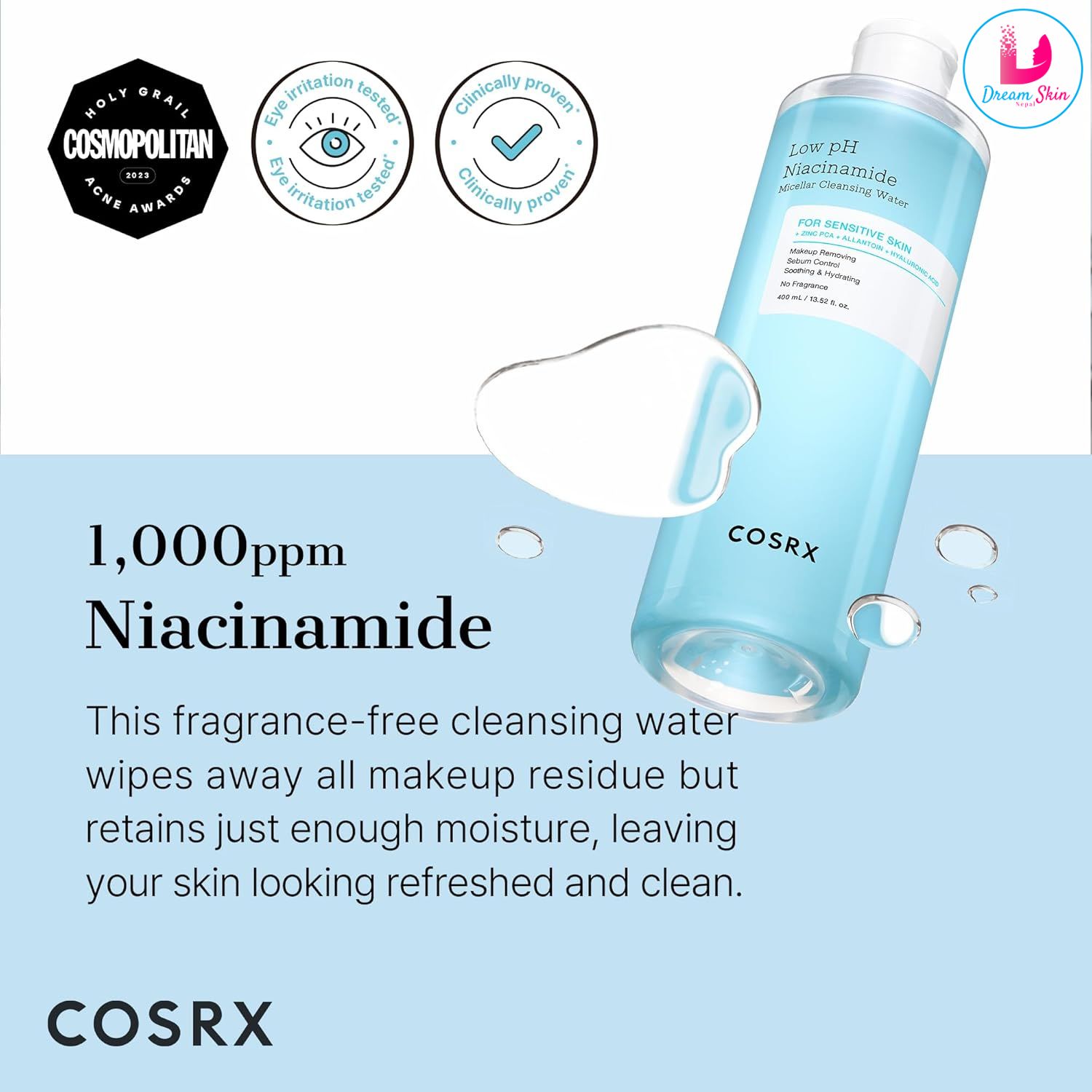 COSRX Low pH Niacinamide Micellar Cleansing Water (400ml)